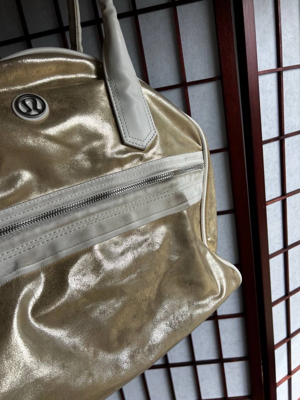 lululemon athletica Gold Metallic Tote with White Trim - Picture 6 of 12